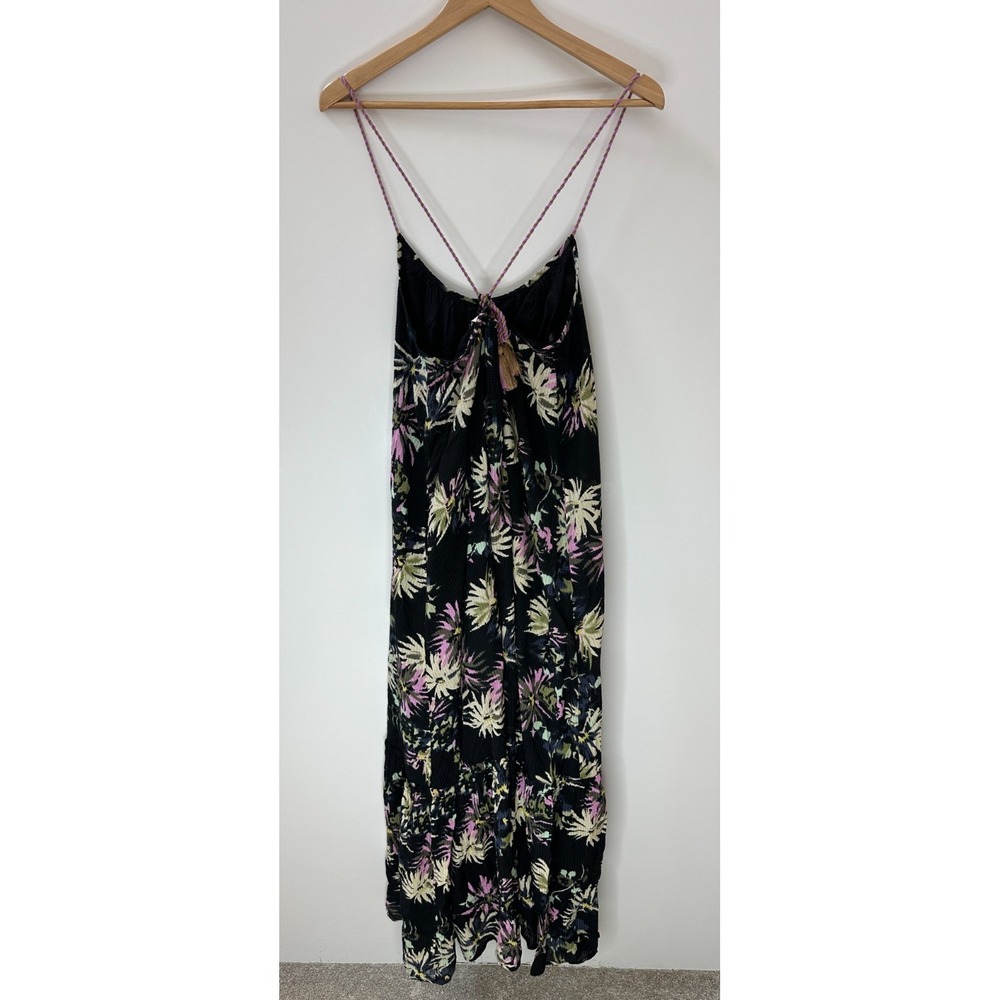 NEW Scotch & Soda Floral Tiered Maxi Dress Black Pink Tassels Pockets 38 US M 8 - Picture 8 of 16